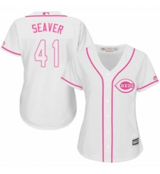 Women's Majestic Cincinnati Reds #41 Tom Seaver Authentic White Fashion Cool Base MLB Jersey