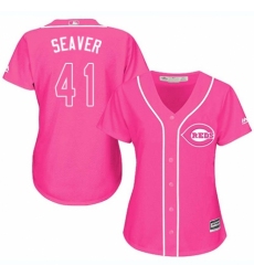 Women's Majestic Cincinnati Reds #41 Tom Seaver Replica Pink Fashion Cool Base MLB Jersey