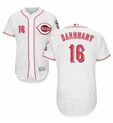 Men's Majestic Cincinnati Reds #16 Tucker Barnhart White Home Flex Base Authentic Collection MLB Jersey