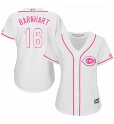 Women's Majestic Cincinnati Reds #16 Tucker Barnhart Authentic White Fashion Cool Base MLB Jersey