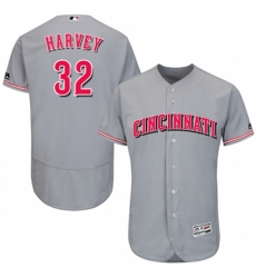 Men's Majestic Cincinnati Reds #32 Matt Harvey Grey Road Flex Base Authentic Collection MLB Jersey