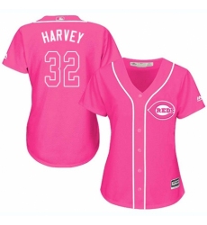 Women's Majestic Cincinnati Reds #32 Matt Harvey Replica Pink Fashion Cool Base MLB Jersey