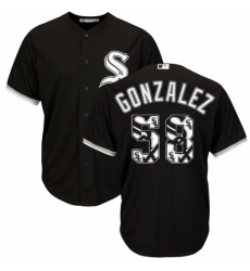 Men's Majestic Chicago White Sox #58 Miguel Gonzalez Authentic Black Team Logo Fashion Cool Base MLB Jersey