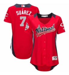 Women's Majestic Cincinnati Reds #7 Eugenio Suarez Game Red National League 2018 MLB All-Star MLB Jersey