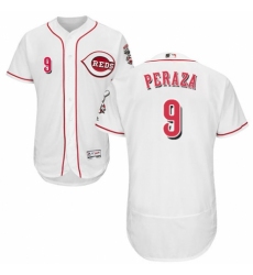 Men's Majestic Cincinnati Reds #9 Jose Peraza White Home Flex Base Authentic Collection MLB Jersey
