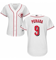 Women's Majestic Cincinnati Reds #9 Jose Peraza Replica White Home Cool Base MLB Jersey
