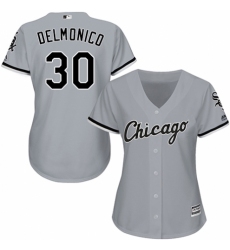 Women's Majestic Chicago White Sox #30 Nicky Delmonico Replica Grey Road Cool Base MLB Jersey