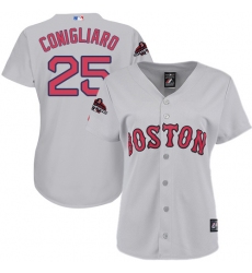 Women's Majestic Boston Red Sox #25 Tony Conigliaro Authentic Grey Road 2018 World Series Champions MLB Jersey