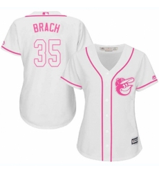 Women's Majestic Baltimore Orioles #35 Brad Brach Authentic White Fashion Cool Base MLB Jersey