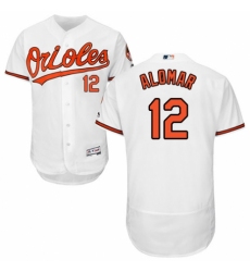 Men's Majestic Baltimore Orioles #12 Roberto Alomar White Home Flex Base Authentic Collection MLB Jersey
