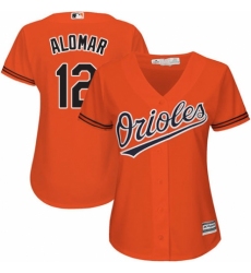 Women's Majestic Baltimore Orioles #12 Roberto Alomar Authentic Orange Alternate Cool Base MLB Jersey