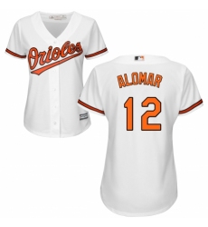 Women's Majestic Baltimore Orioles #12 Roberto Alomar Authentic White Home Cool Base MLB Jersey