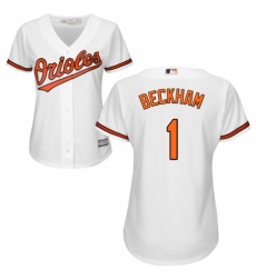 Women's Majestic Baltimore Orioles #1 Tim Beckham Authentic White Home Cool Base MLB Jersey