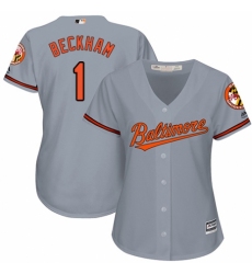 Women's Majestic Baltimore Orioles #1 Tim Beckham Replica Grey Road Cool Base MLB Jersey