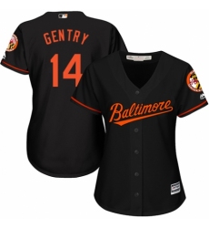 Women's Majestic Baltimore Orioles #14 Craig Gentry Authentic Black Alternate Cool Base MLB Jersey