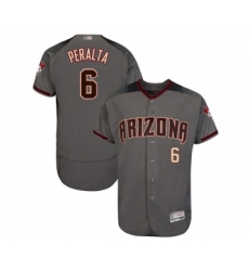 Men's Arizona Diamondbacks #6 David Peralta Grey Road Authentic Collection Flex Base Baseball Jersey