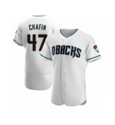 Men's Andrew Chafin #47 Arizona Diamondbacks Authentic White Teal Alternate Jersey
