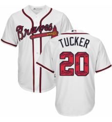 Men's Majestic Atlanta Braves #20 Preston Tucker Authentic White Team Logo Fashion Cool Base MLB Jersey