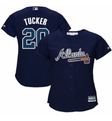 Women's Majestic Atlanta Braves #20 Preston Tucker Replica Blue Alternate Road Cool Base MLB Jersey
