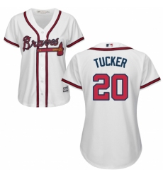 Women's Majestic Atlanta Braves #20 Preston Tucker Replica White Home Cool Base MLB Jersey