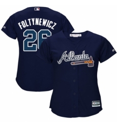 Women's Majestic Atlanta Braves #26 Mike Foltynewicz Replica Blue Alternate Road Cool Base MLB Jersey
