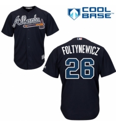 Youth Majestic Atlanta Braves #26 Mike Foltynewicz Authentic Blue Alternate Road Cool Base MLB Jersey