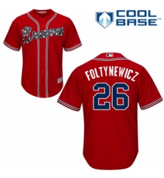 Youth Majestic Atlanta Braves #26 Mike Foltynewicz Authentic Red Alternate Cool Base MLB Jersey
