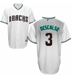 Men's Majestic Arizona Diamondbacks #3 Daniel Descalso Replica White/Capri Cool Base MLB Jersey