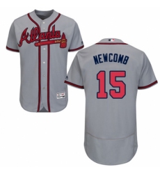 Men's Majestic Atlanta Braves #15 Sean Newcomb Grey Road Flex Base Authentic Collection MLB Jersey