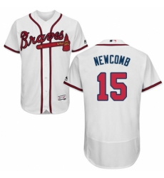 Men's Majestic Atlanta Braves #15 Sean Newcomb White Home Flex Base Authentic Collection MLB Jersey