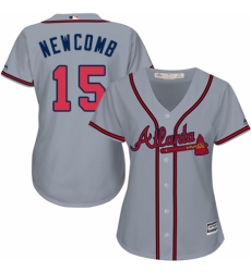 Women's Majestic Atlanta Braves #15 Sean Newcomb Replica Grey Road Cool Base MLB Jersey