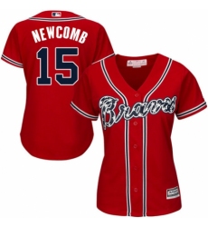 Women's Majestic Atlanta Braves #15 Sean Newcomb Replica Red Alternate Cool Base MLB Jersey