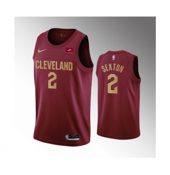 Men's Cleveland Cavaliers #2 Collin Sexton Wine Icon Edition Stitched Basketball Jersey
