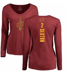 NBA Women's Nike Cleveland Cavaliers #2 Collin Sexton Maroon Backer Long Sleeve T-Shirt
