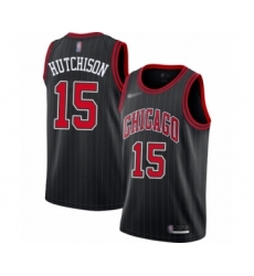 Men's Chicago Bulls #15 Chandler Hutchison Authentic Black Finished Basketball Jersey - Statement Edition