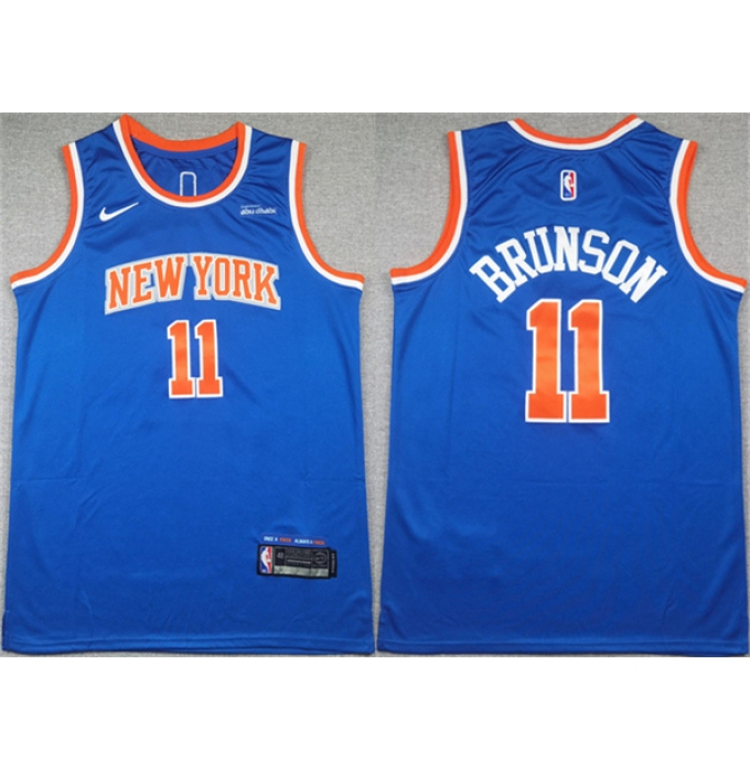 Men's New Yok Knicks #11 Jalen Brunson Blue Icon Edition Edition Stitched Basketball Jersey