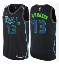 Men's Nike Dallas Mavericks #13 Jalen Brunson Swingman Black NBA Jersey - City Edition