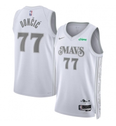 Men's Dallas Mavericks #77 Luka Doncic White 2024-25 City Edition Stitched Basketball Jersey