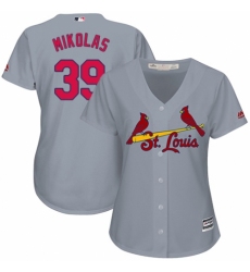 Women's Majestic St. Louis Cardinals #39 Miles Mikolas Authentic Grey Road Cool Base MLB Jersey
