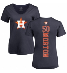 MLB Women's Nike Houston Astros #50 Charlie Morton Navy Blue Backer T-Shirt