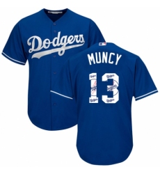 Men's Majestic Los Angeles Dodgers #13 Max Muncy Authentic Royal Blue Team Logo Fashion Cool Base MLB Jersey