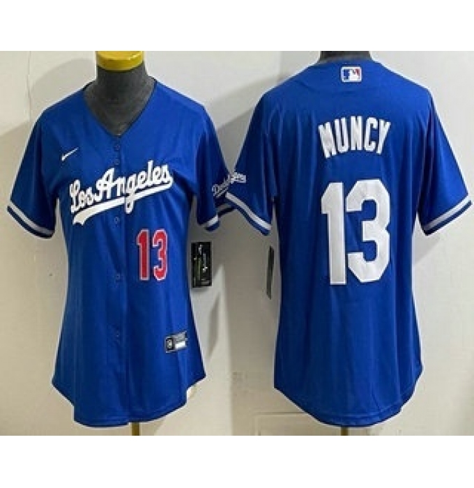 Women's Los Angeles Dodgers #13 Max Muncy Blue Alternate Stadium Jersey