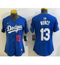 Women's Los Angeles Dodgers #13 Max Muncy Number Blue 2024 World Series With Fernando 34 Fashion Limited Stitched Jerseys