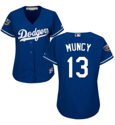Women's Majestic Los Angeles Dodgers #13 Max Muncy Authentic Royal Blue Alternate Cool Base 2018 World Series MLB Jersey
