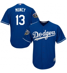 Youth Majestic Los Angeles Dodgers #13 Max Muncy Authentic Royal Blue Alternate Cool Base 2018 World Series MLB Jersey