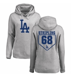 MLB Women's Nike Los Angeles Dodgers #68 Ross Stripling Gray RBI Pullover Hoodie