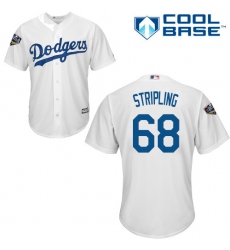 Youth Majestic Los Angeles Dodgers #68 Ross Stripling Authentic White Home Cool Base 2018 World Series MLB Jersey