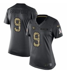 Women's Nike Arizona Cardinals #9 Sam Bradford Limited Black 2016 Salute to Service NFL Jersey