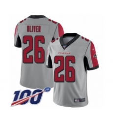 Men's Atlanta Falcons #26 Isaiah Oliver Limited Silver Inverted Legend 100th Season Football Jersey