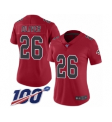 Women's Atlanta Falcons #26 Isaiah Oliver Limited Red Rush Vapor Untouchable 100th Season Football Jersey